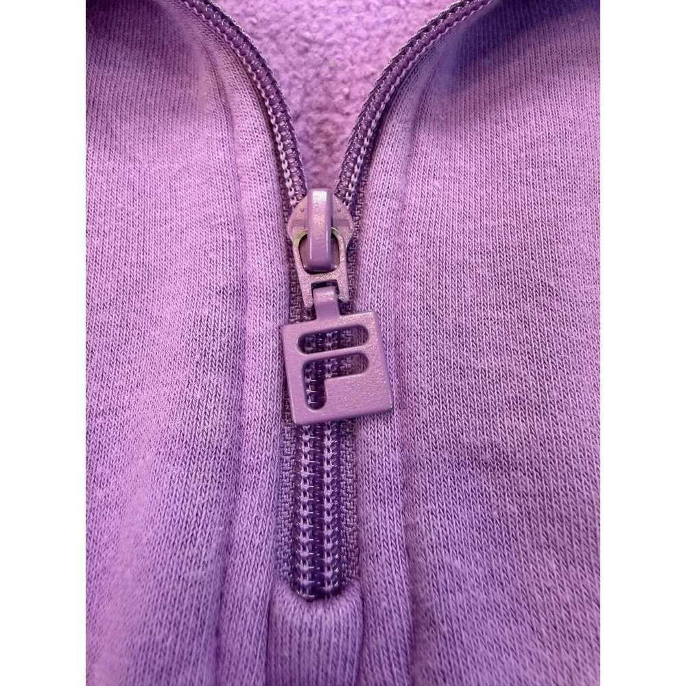 FILA Colorblock Quarter Zip Sweatshirt‎ Cropped Purple Gray White XL